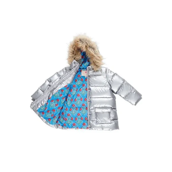 Pink Chicken Paulina Puffer Jacket, Silver Metallic - Picture 2 of 4